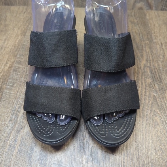 Crocs Leigh II Women's Black 2 Strap Wedge Sandal Women's Size 7 Dual Comfort - Picture 4 of 13